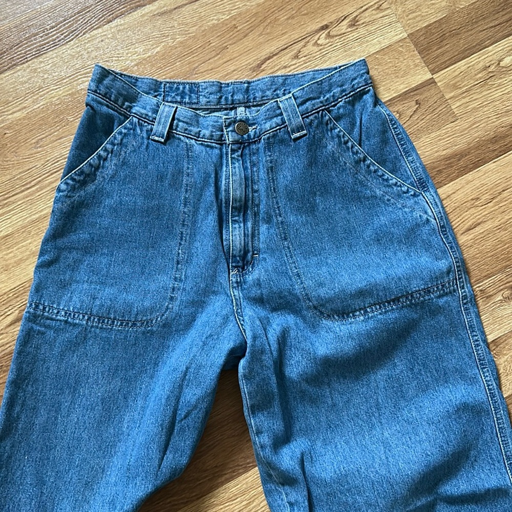 Vintage Riveted LEE wide leg blue jeans. (8med)